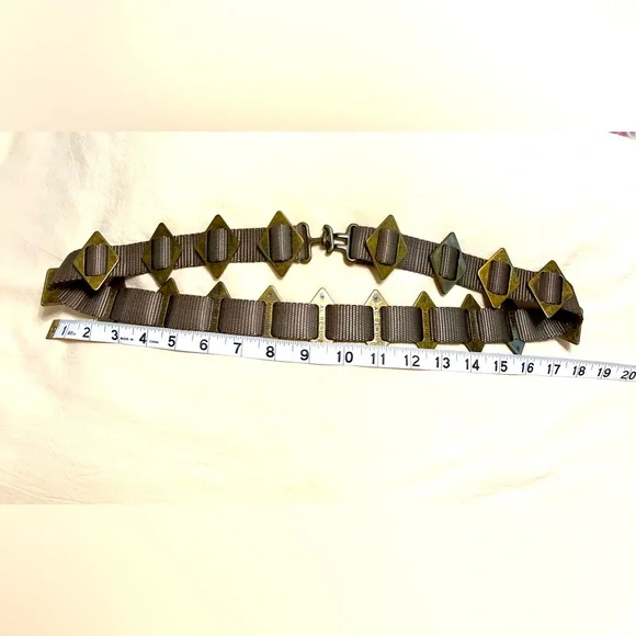 Rare Vintage Al Beres 80’s Belt, Metal Diamond shaped Slides on Nylon Webbing